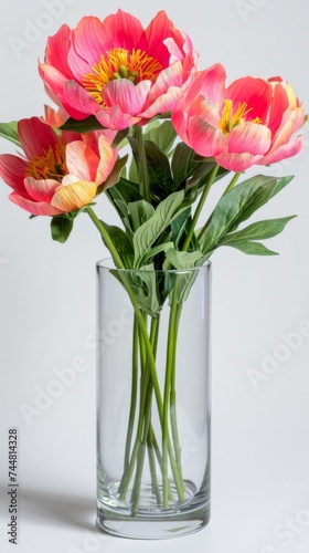 A vase filled with pink and yellow flowers