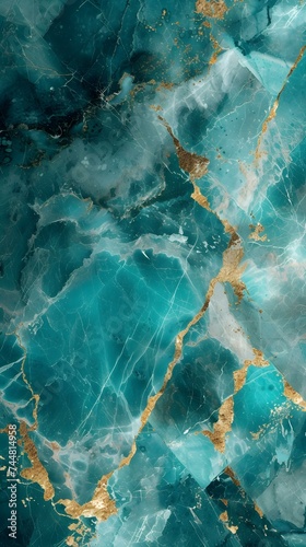 Luxury Marble Texture in turquoise Colors. Panoramic Template for a Smartphone Cover or Wallpaper