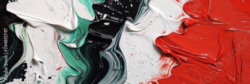 Abstract oil paint flag design in White, black, red, green for Iraq, Ethiopia, Ghana, Jordan, Kenya, Kuwait, Libya, Palestine, Sudan, Somaililand, Syrian Arab Republic, United Arab Emirates, 