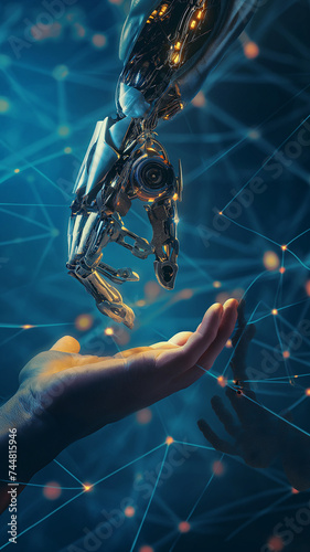 Human and AI hand collaborating