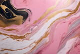 Abstract background with Marble pattern Golden accents and pink paint strokes