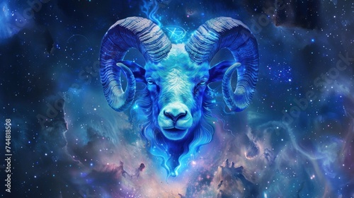 abstract goat head fantasy galaxy art