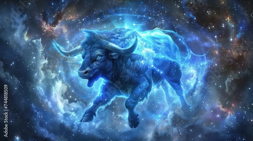angry bull fantasy galaxy art