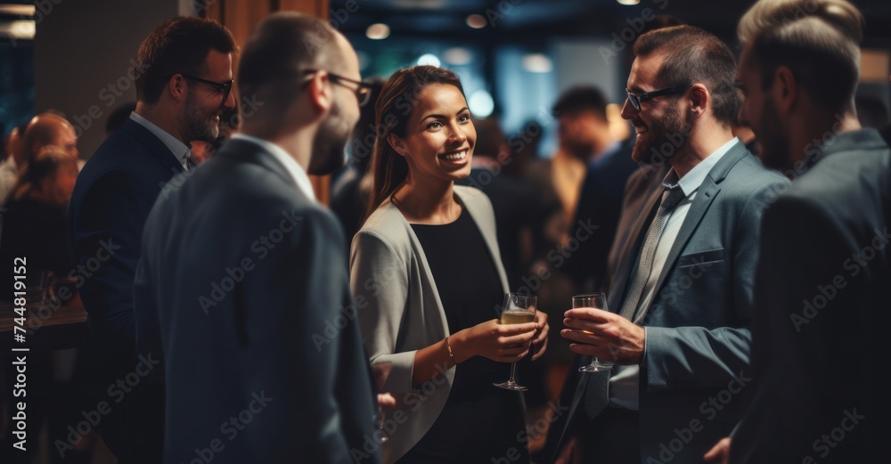 Professionals forging connections at a business networking event Professionals forging connections at a business networking event
