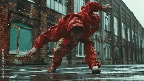 Man breakdancing in the street