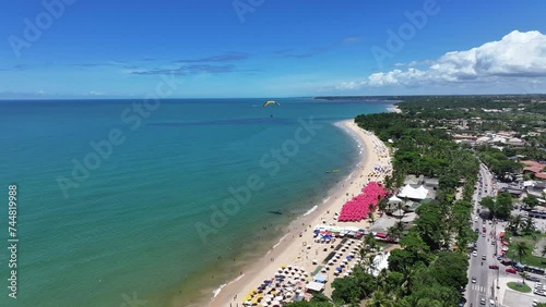 Taperapua Beach At Porto Seguro Bahia Brazil. Aerial Beach Porto Seguro Bahia. Beach Sky Clouds Shore Sea. Shore Outdoor Shore City Travel. Shore Sea Ocean Bay Water. Porto Seguro Bahia. photo