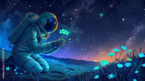 Astronaut collects flowers on a foreign planet © Neuroshock