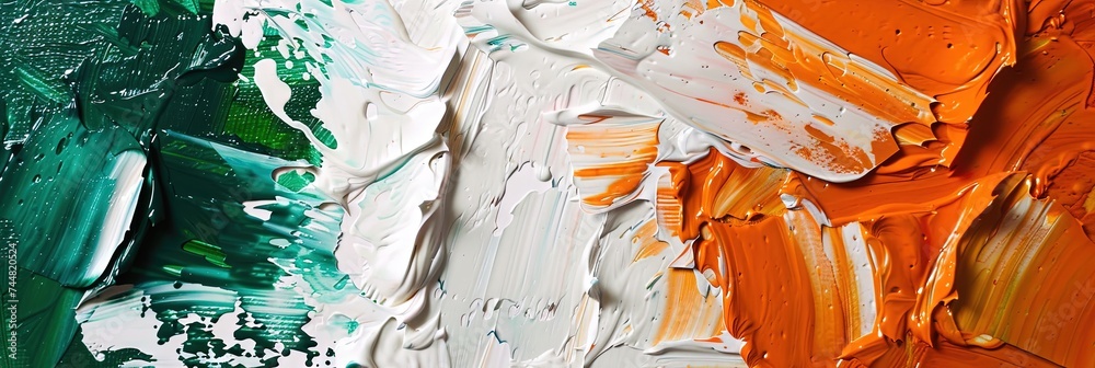 Fototapeta premium Irish and Ireland flag concept with abstract design with layered oil paint texture