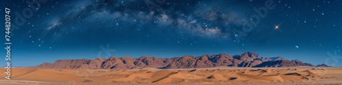 Sweeping Desert Panorama Under a Star-Filled Sky  Emphasizing the Expansive and Timeless Nature of the Landscape