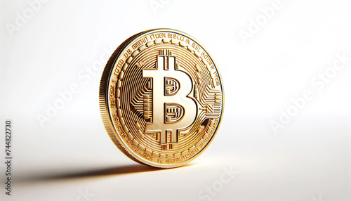 Shiny Bitcoin Symbol on White Gradient Background