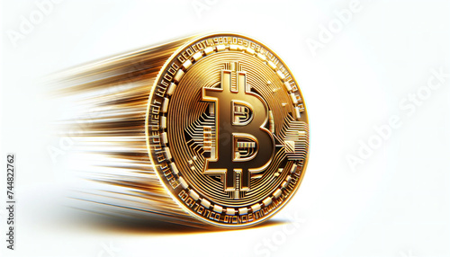 Shiny Bitcoin Symbol on White Gradient Background