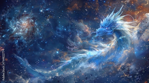 abstract cloudy dragon fantasy galaxy art