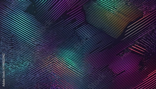 Holo colorful light lines on black abstract background