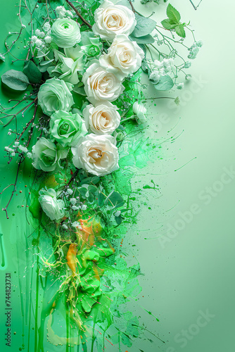 Mystical Floral Splendor Roses in Smoke and Glitter Background Card Wallpaper Poster