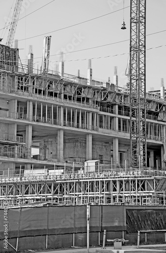 Construction site in black and white