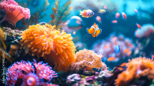 Undersea wildlife, anemones and fishes