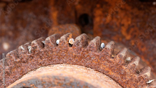 a fragment of an old rusty gear