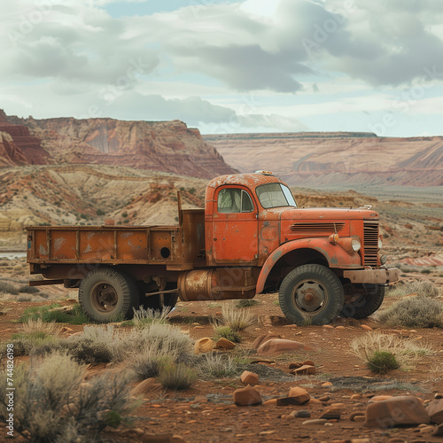 Vintage Truck in Desert Landscape