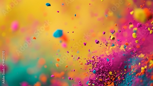 Colorful Holi festival colors over plain surface