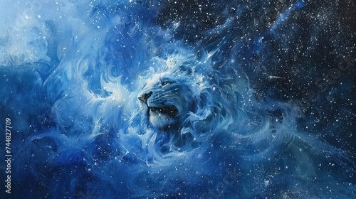 lion head from cloud fantasy galaxy art