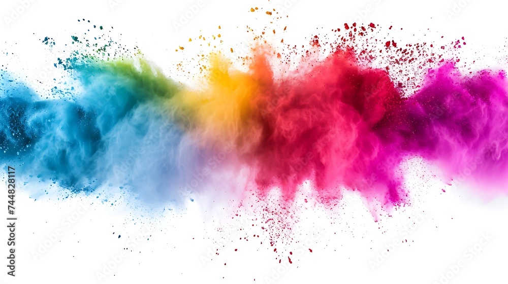 Obraz premium Colorful Holi powder on white background
