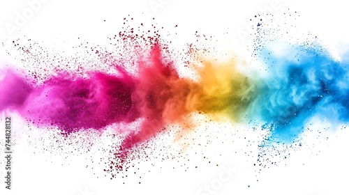 Colorful Holi powder on white background