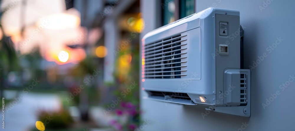 Outdoor air conditioner with temperature control, reminder to change filter for improved air quality Outdoor air conditioner with temperature control, reminder to change filter for improved air quality