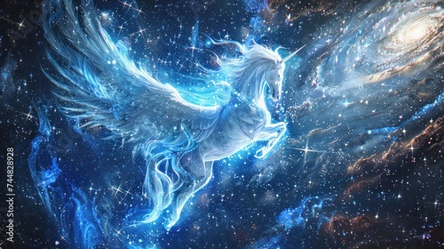 flying pegasus fantasy galaxy art
