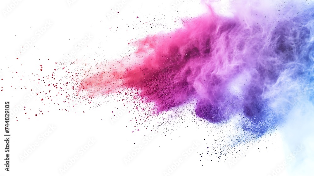 Colorful Holi powder on white background