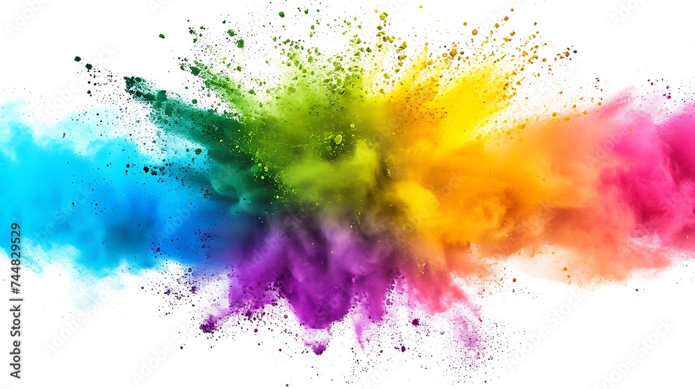 Colorful Holi powder on white background Colorful Holi powder on white background