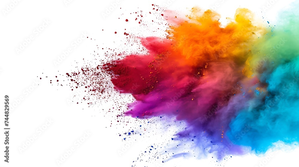 Colorful Holi powder on white background Colorful Holi powder on white background