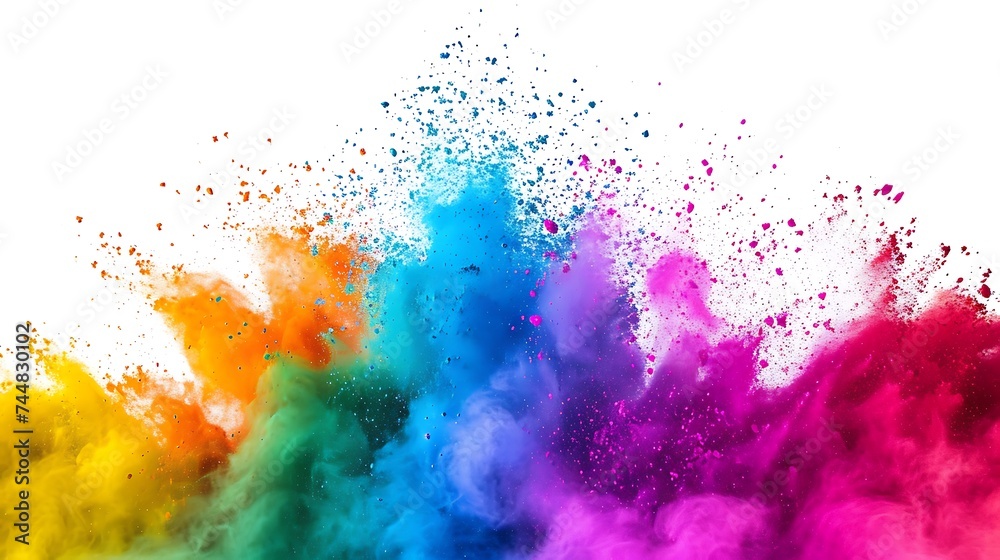 Colorful Holi powder on white background