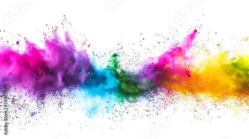 Colorful Holi powder on white background