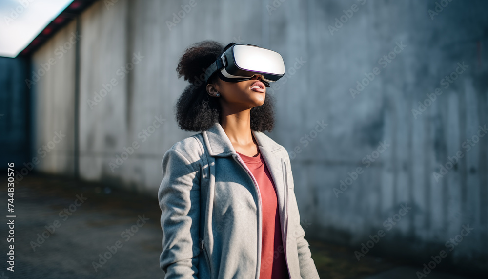Woman in VR glasses.