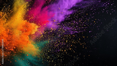 Colorful Holi powder on dark backdrop © Irfan Hameed