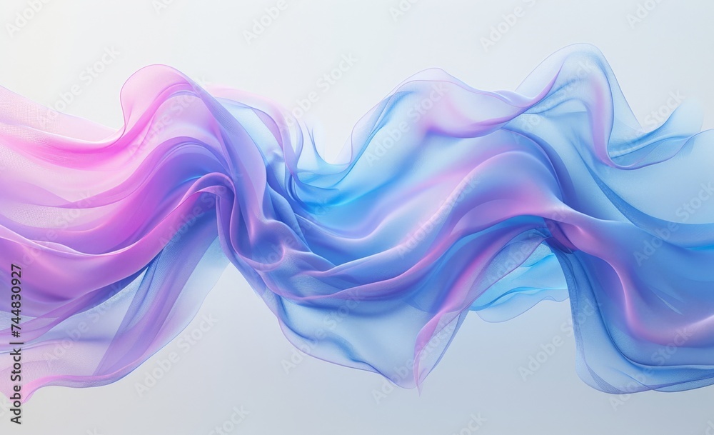 Abstract Blue and Pink Wave Pattern on White Background, 3D Rendering for Graphic Design and Backgrounds