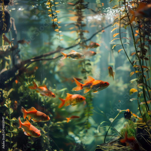 Underwater Serenity: A Tranquil Aquarium Scene with Vibrant Fish