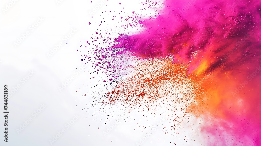 Colorful Holi powder on white background