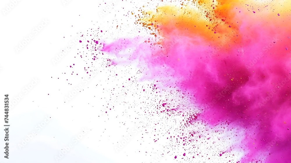 Colorful Holi powder on white background Colorful Holi powder on white background