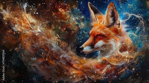 fox fantasy galaxy art © Balerinastock