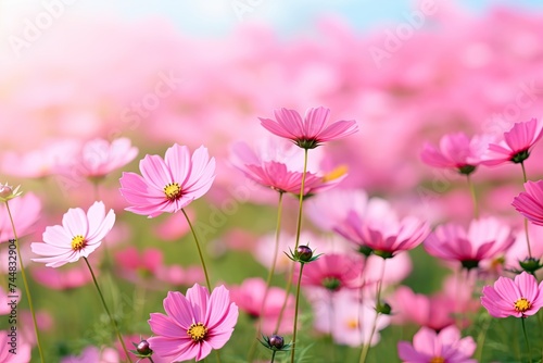 Pink Flower Nature in Garden. Perfect Cover Page Background for Wallpapers, Brochures, Landings © Serhii