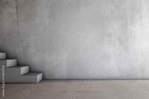 A clean and empty wall space above a staircase, perfect for a mockup display. Minimalist Wall and Staircase Mockup