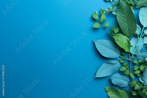 foliage on a blue background place for text