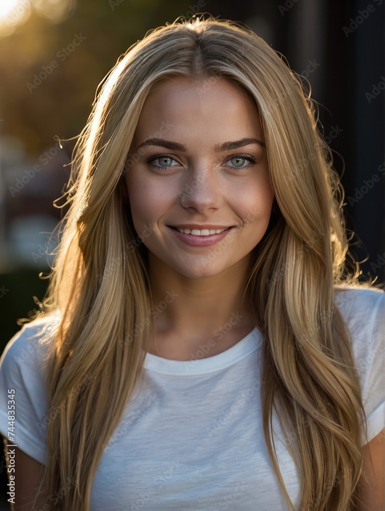 Smiling Blonde American woman Smiling Blonde American woman