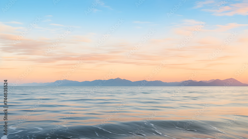 Serene Sundown in the Gulf: A Transparent Dance of Colors Between Sky, Sea, and Land