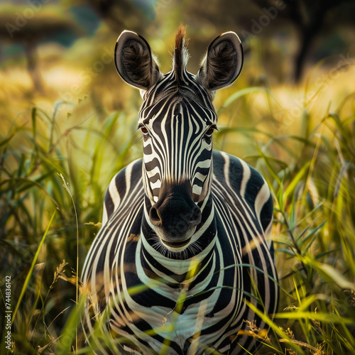 Close-Up Portrait of a Zebra in Natural Habitat