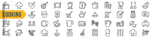 Cooking and kitchen icon set. Linear style. Vector illustration.