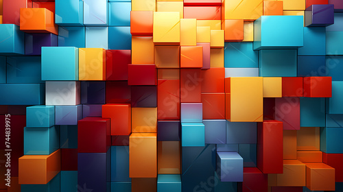 Simple cube square shape, geometric block wall