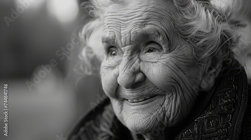 An elderly women smiling