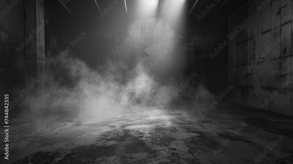 Texture dark concrete floor with mist or fog - obrazy, fototapety, plakaty 